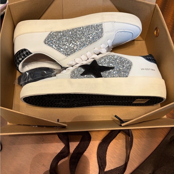 Vintage Havana Shoes - Vintage Havana Silver Glitter and Black Star Sneakers